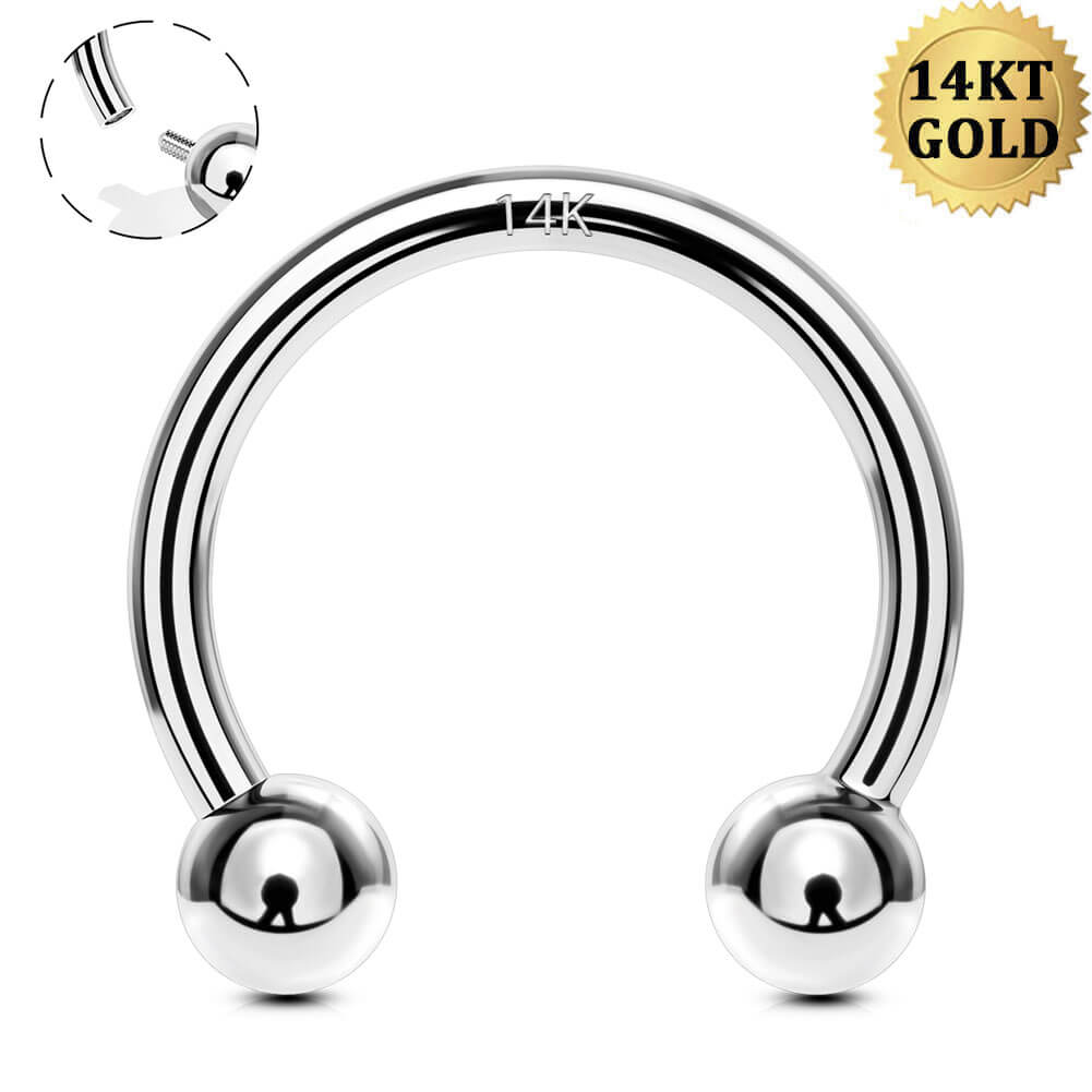 white gold horseshoe septum ring