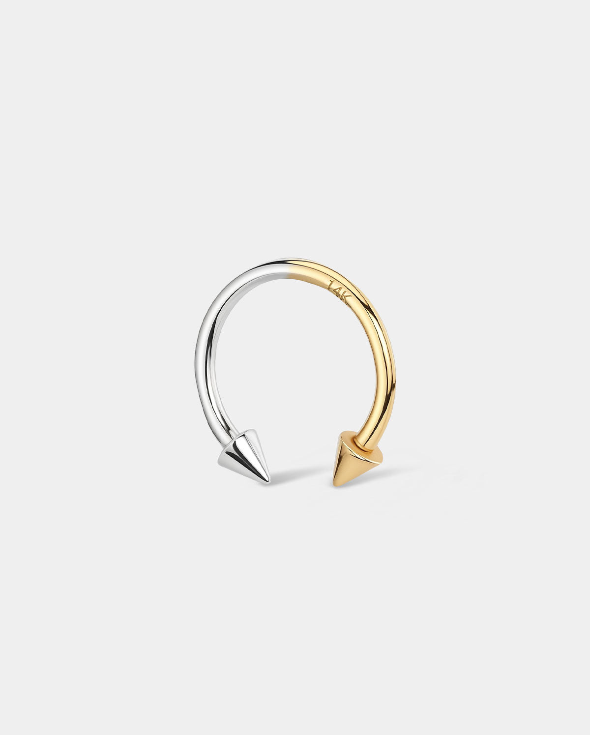 14K White and Yellow Gold Arrow Horseshoe Septum Ring