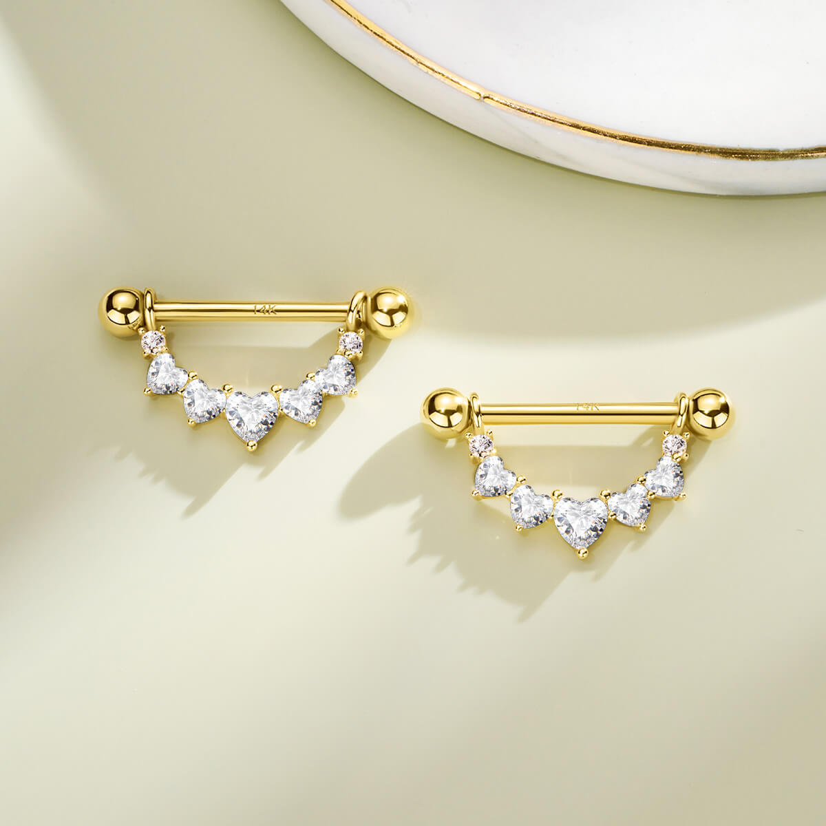 14k gold nipple shield jewelry