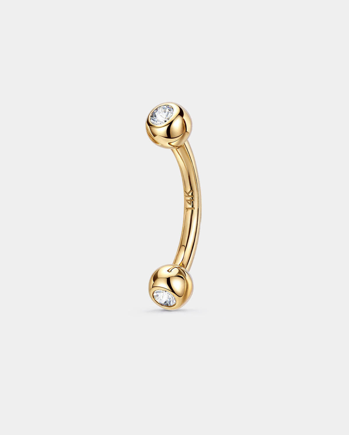14k solid gold CZ belly ring