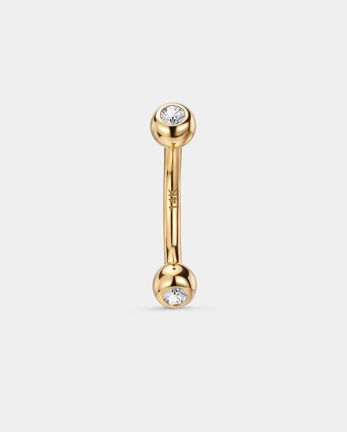 14K Solid Gold CZ Internally Threaded Belly Ring
