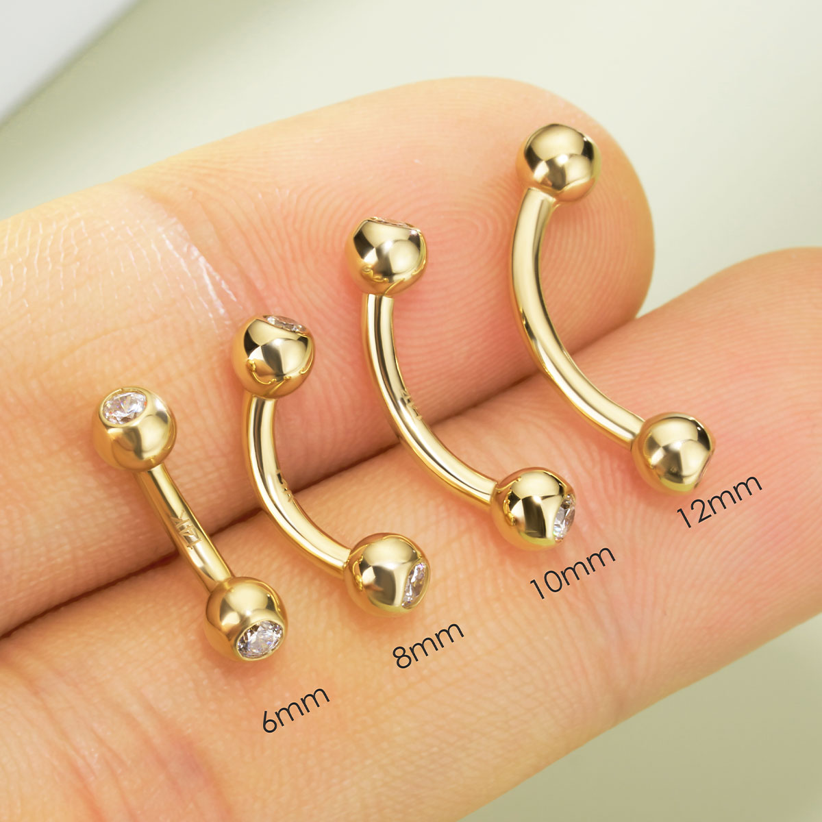 6mm solid gold belly ring
