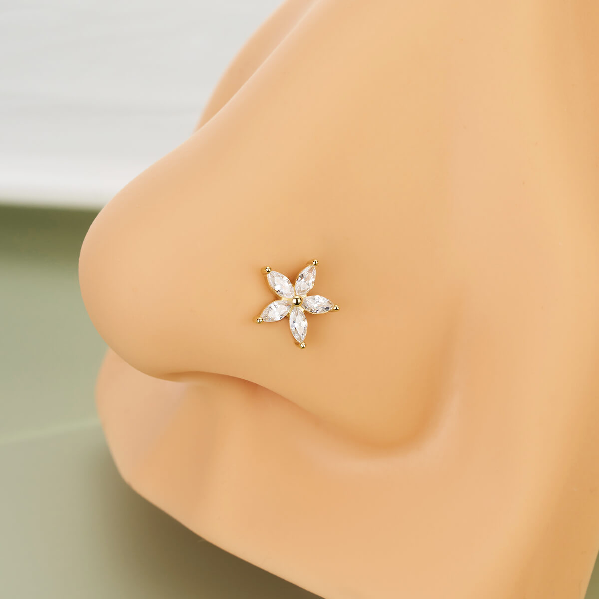 marquise flower nose piercing