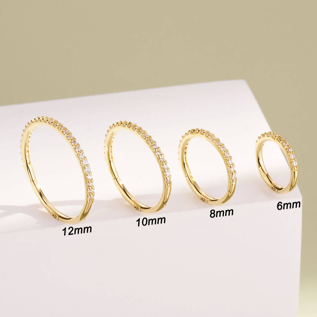 18G 14K Gold Crystal CZ Segment Nose Hoop