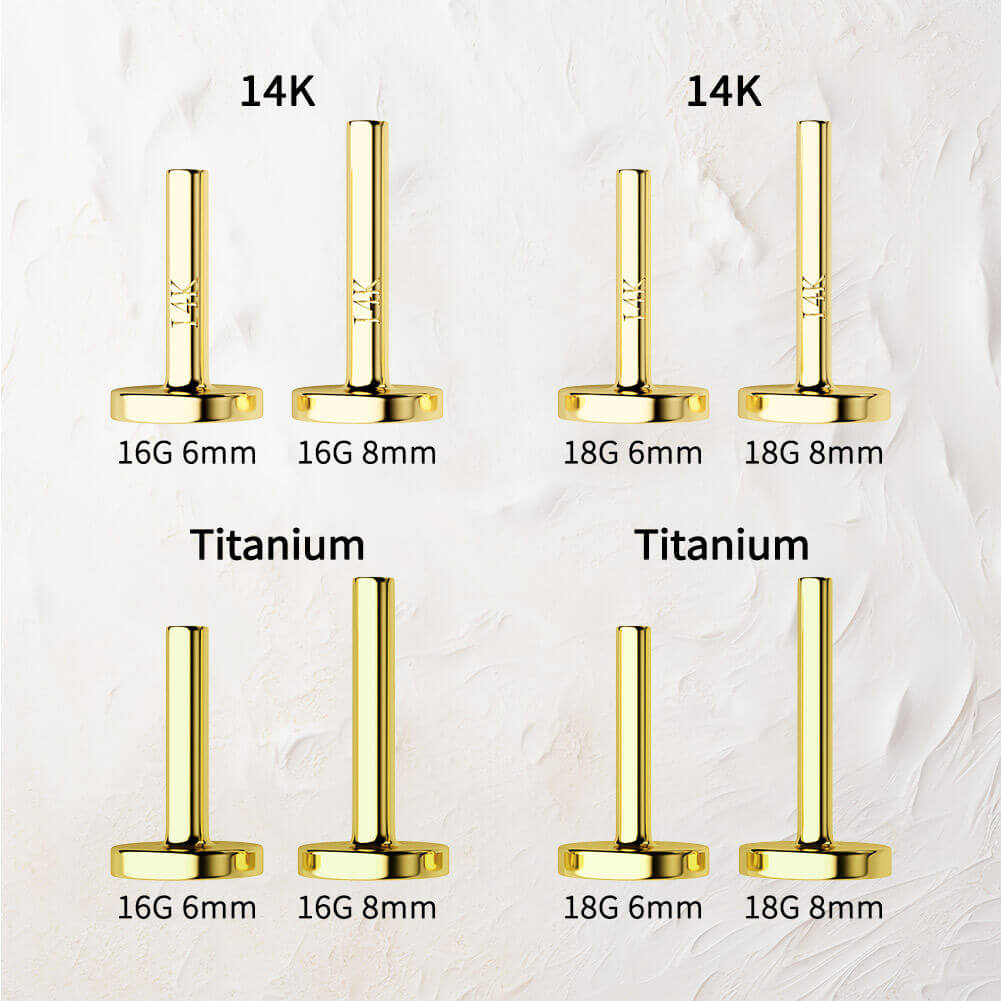 14K Solid Gold Gorgeous Triple CZ Push Pin Helix Earring