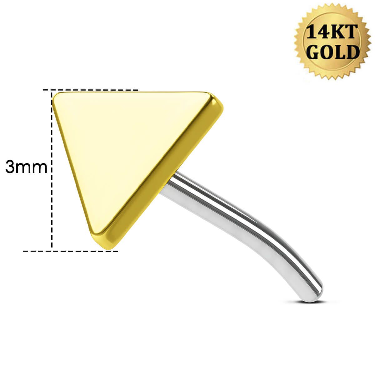 14K Gold Flat Triangle Threadless Nose Stud