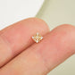 14K Solid Gold Symmetric CZ Flower Push Pin Cartilage Nose Stud