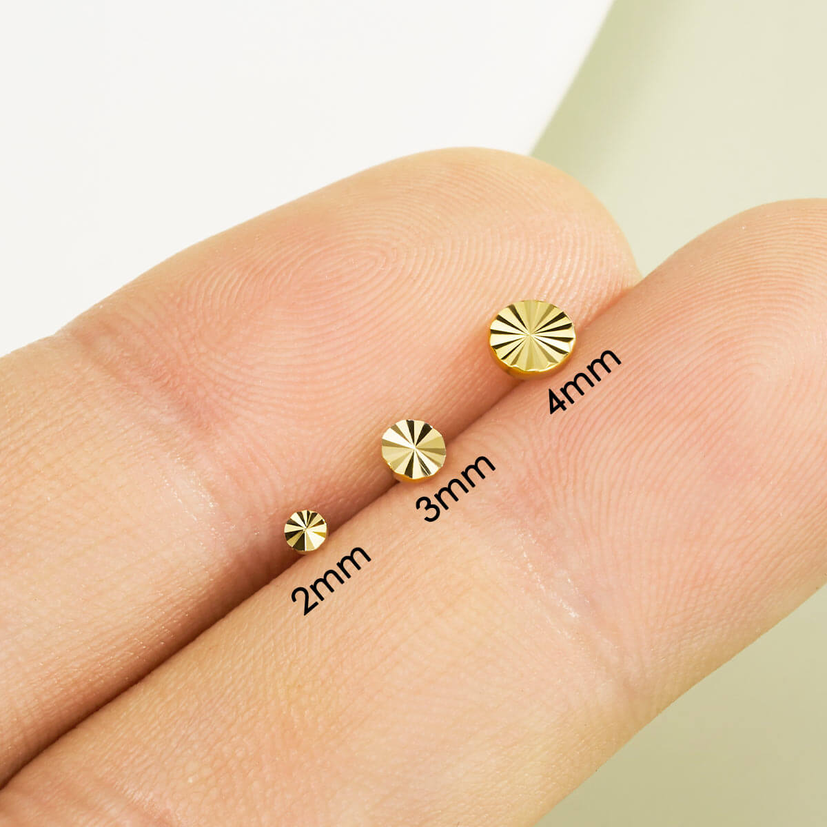 14K Solid Gold Ray of Light Disc Top Push Pin Cartilage Stud