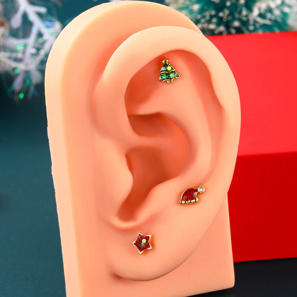 oufer christmas cartilage piercing stud