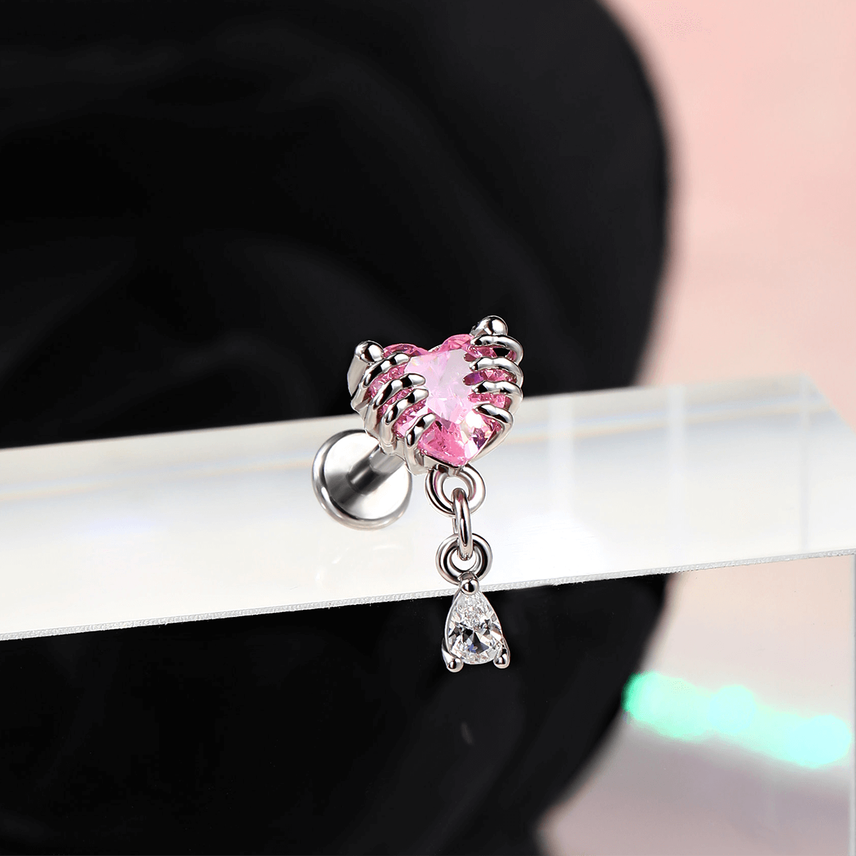 heart cartilage earring stud