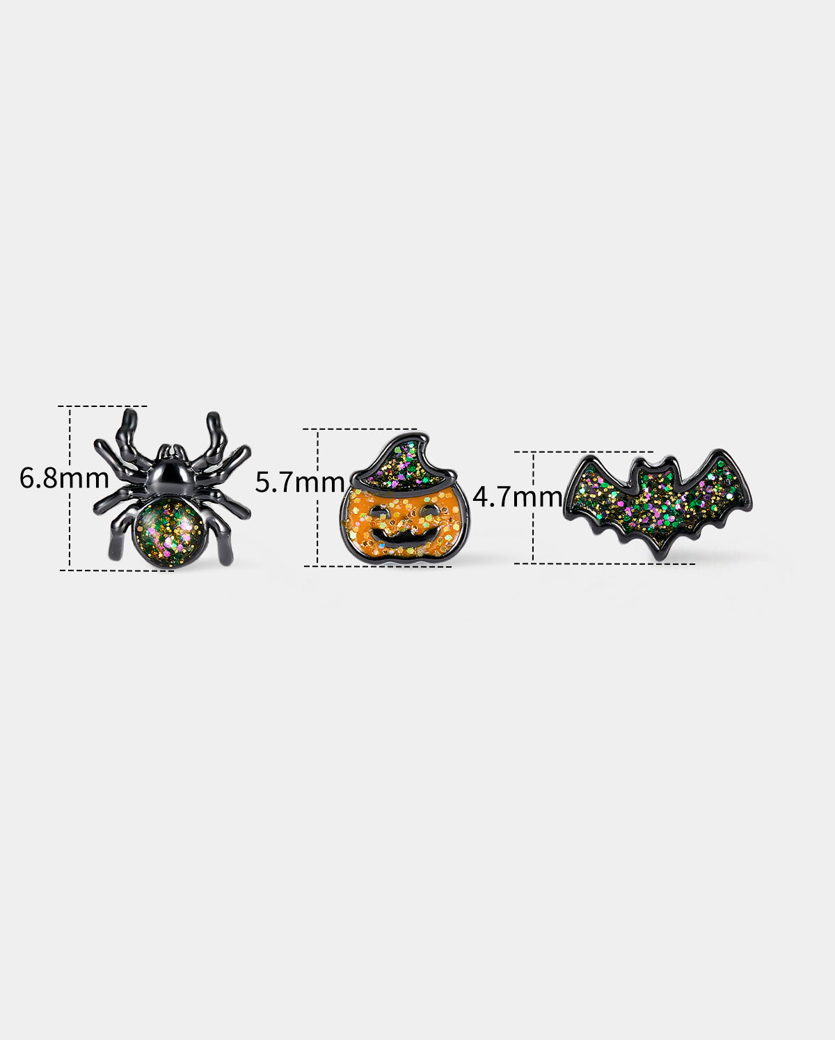 3PCS Spider/Bat/Pumpkinn Internally Threaded Helix Stud
