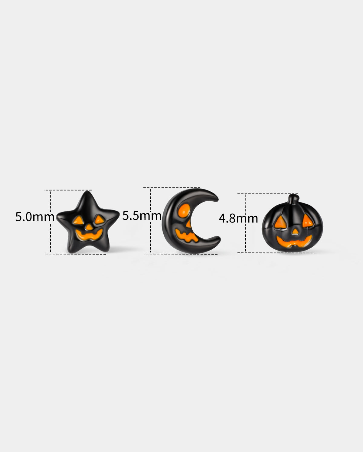 3PCS Star Moon Pumpkin Internally Threaded Helix Stud