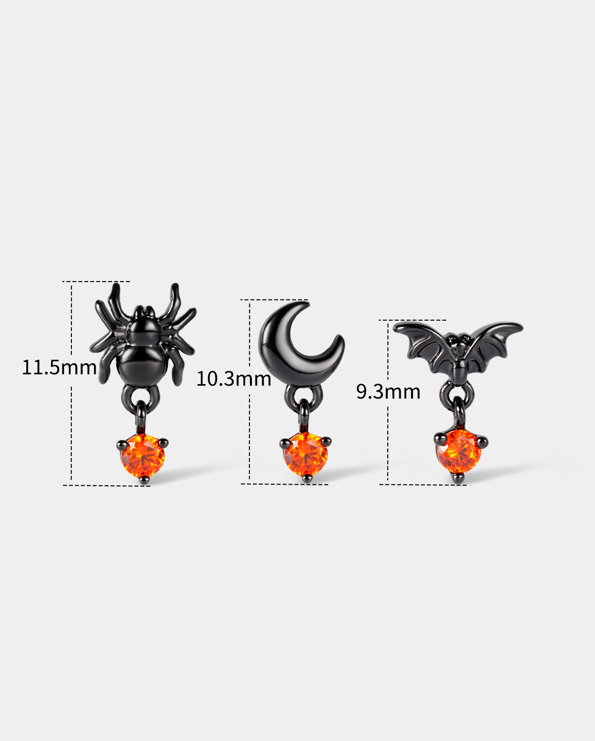 3PCS Spider Moon Bat Internally Threaded Helix Stud