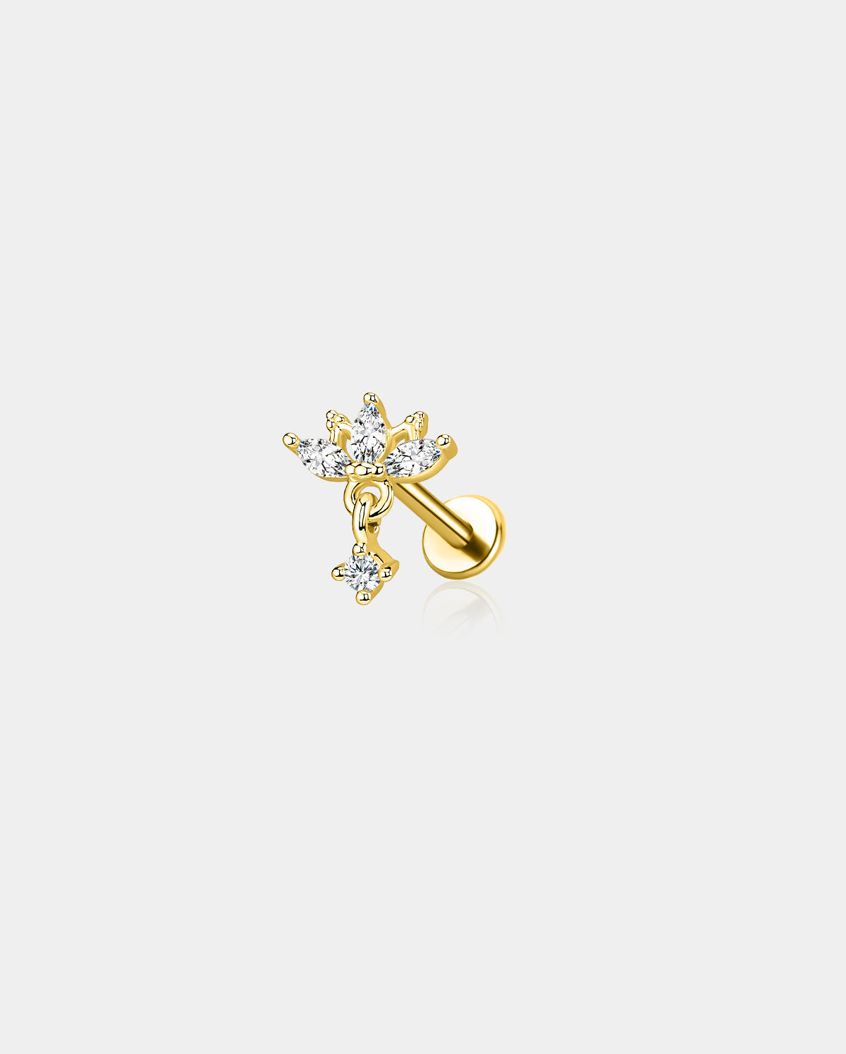gold dangle flower cartilage earring