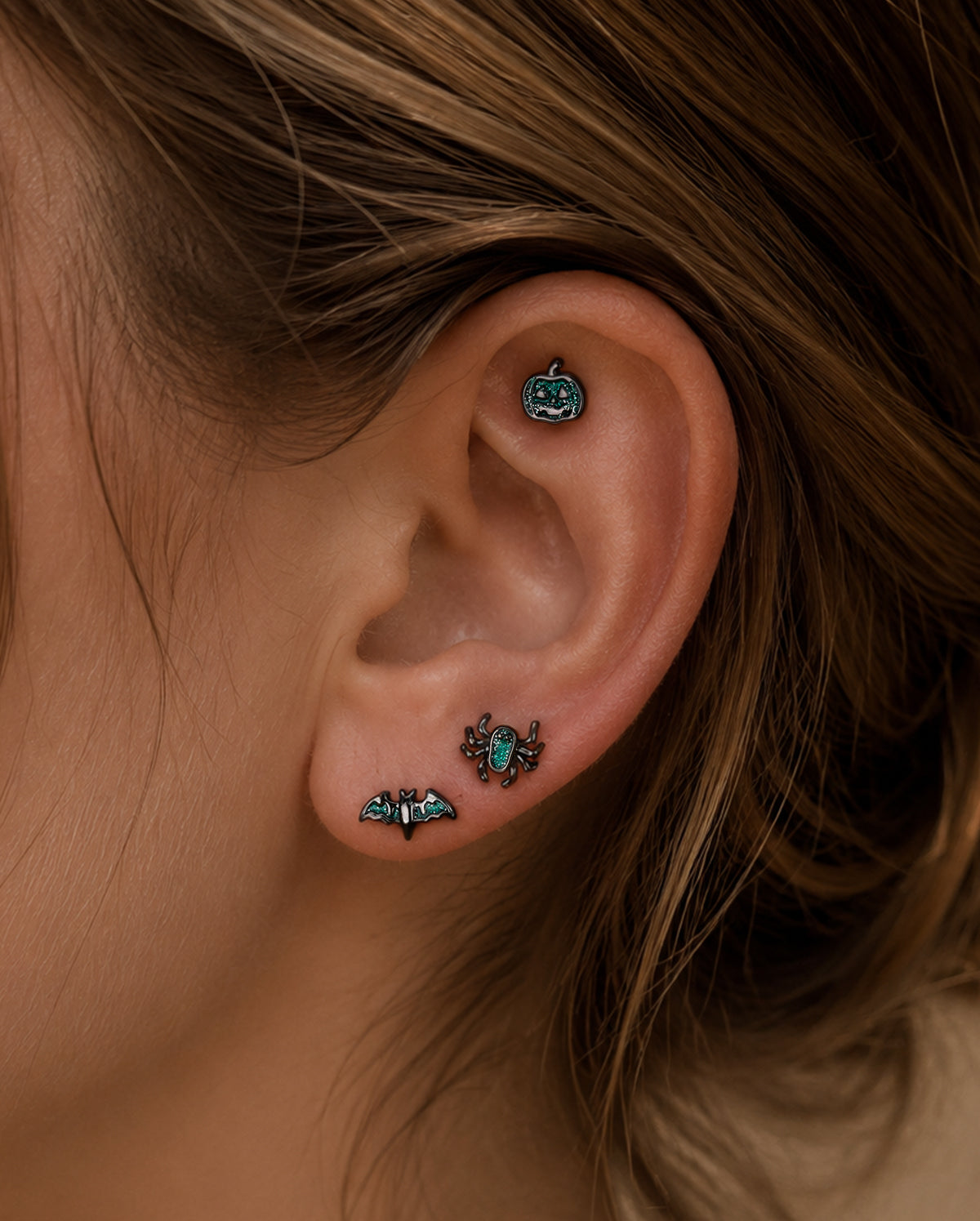 16G ataúd negro labio anillo 8mm labio Stud