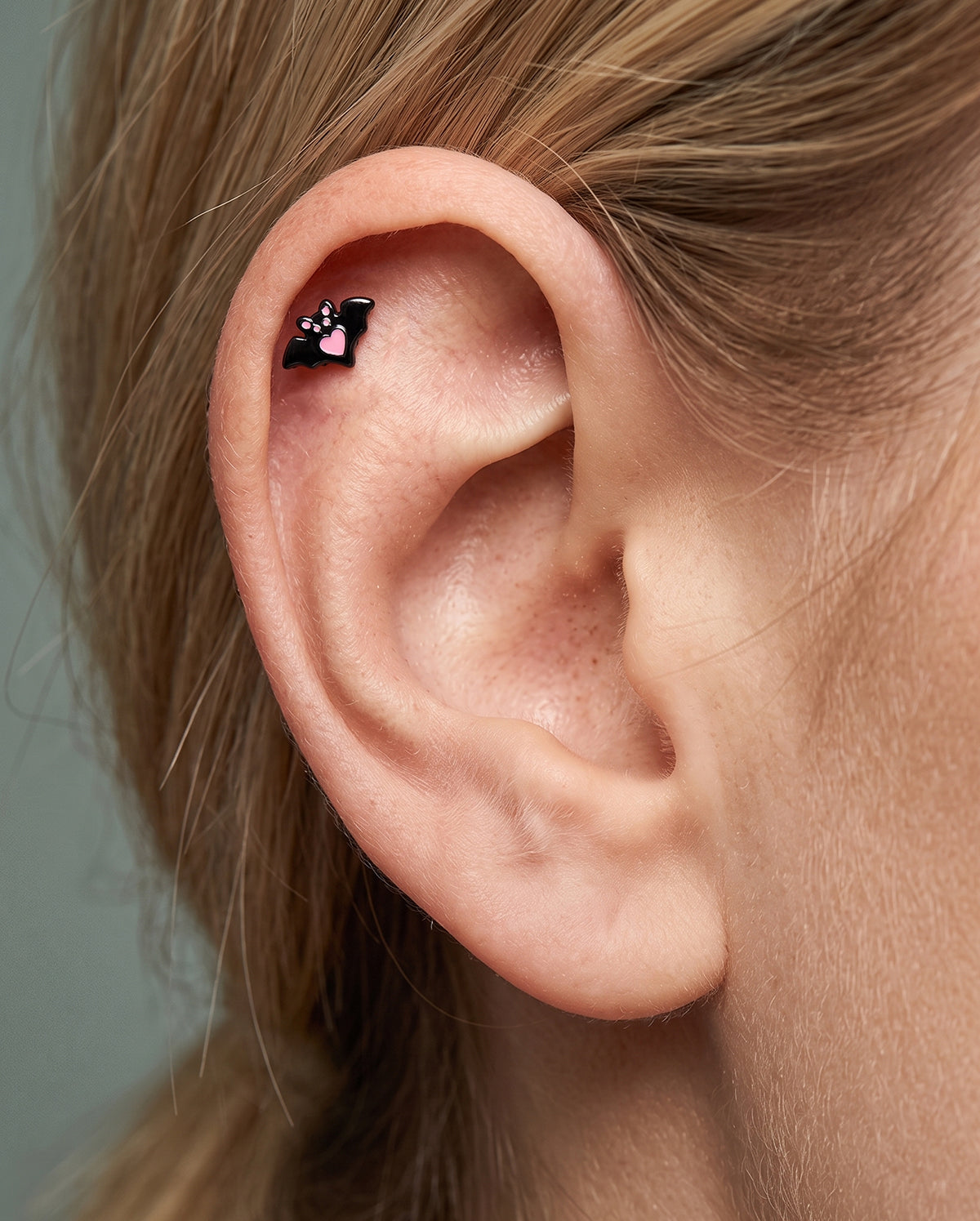 16G Coffin Black Lip Ring 8mm Lip Stud