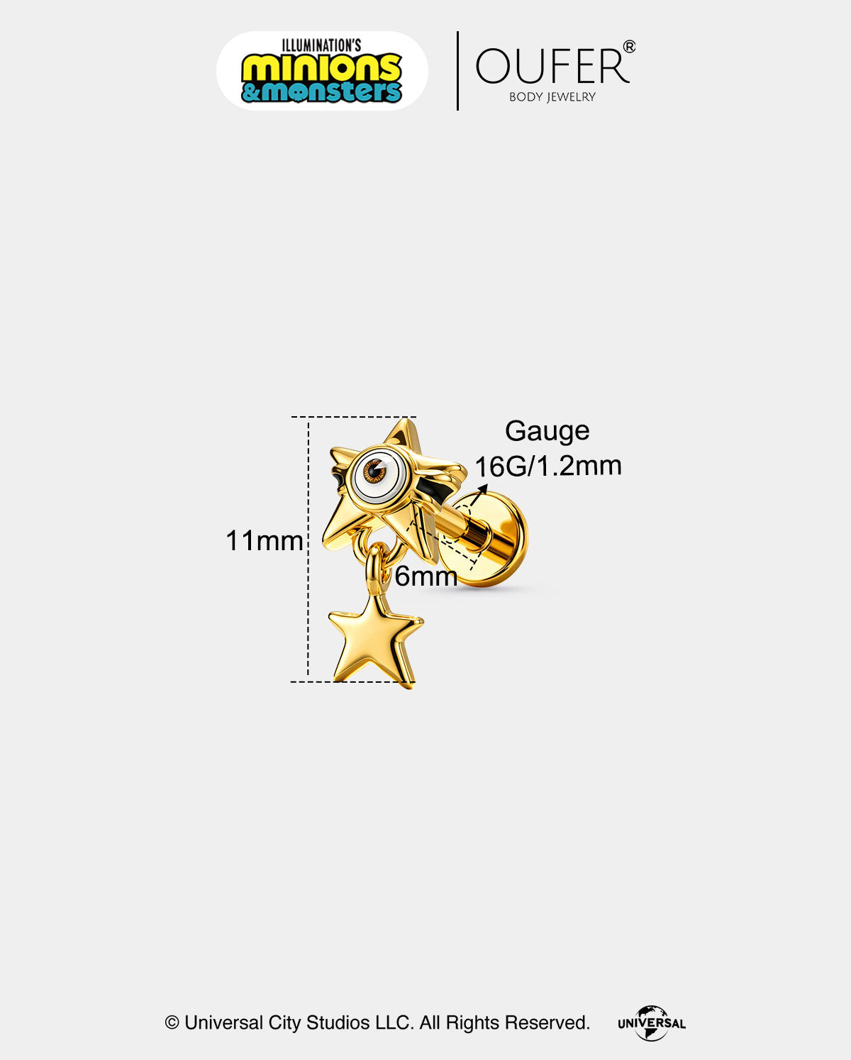 MINIONS × OUFER Star Dangle Helix Stud