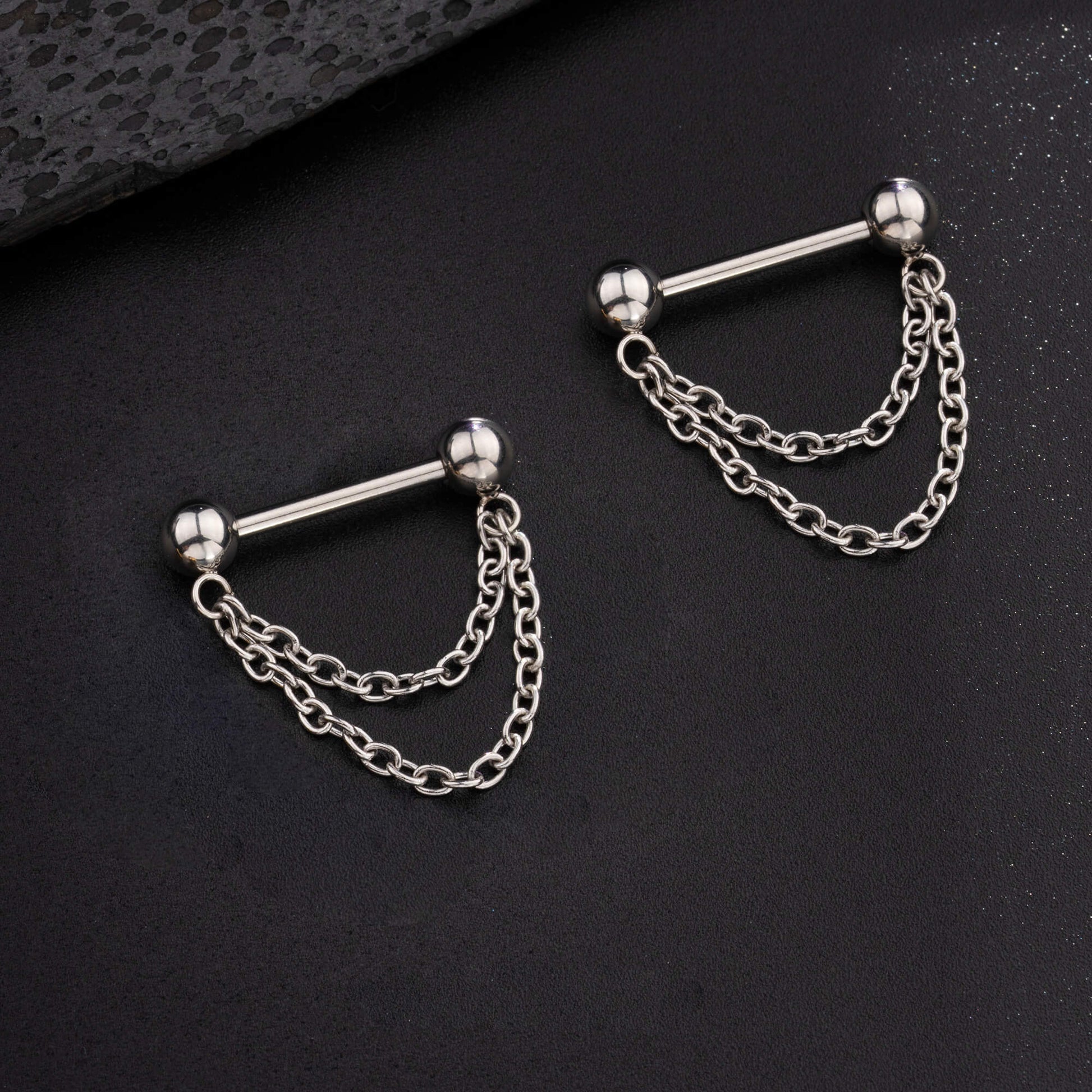 silver nipple ring chain