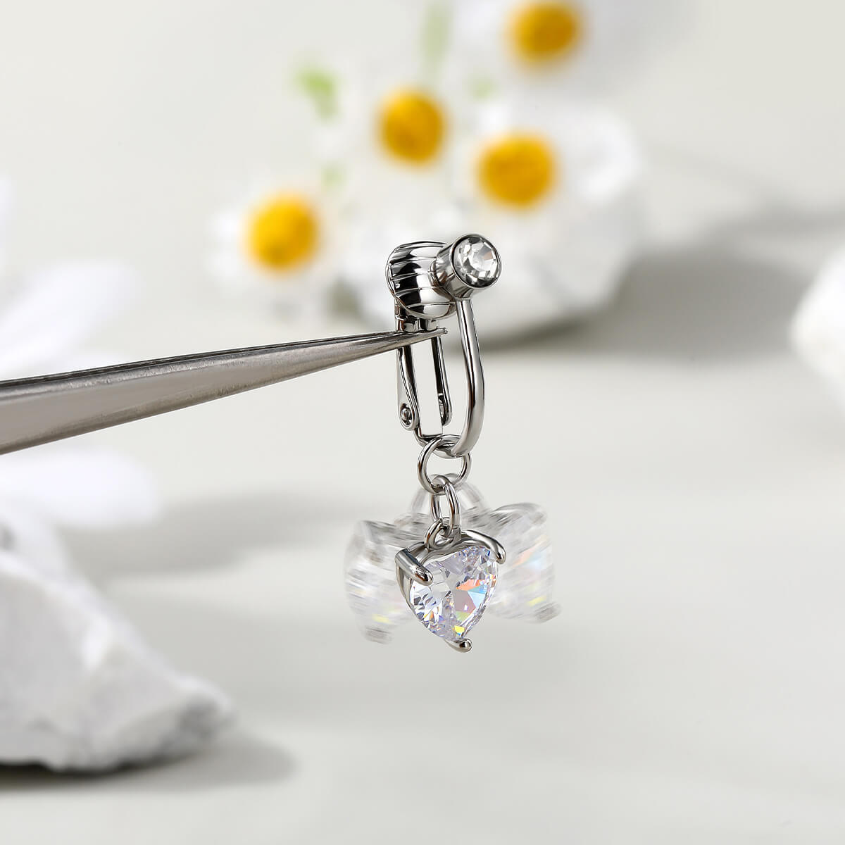 3PCS Heart Flower Snake Dangle Fake Belly Ring