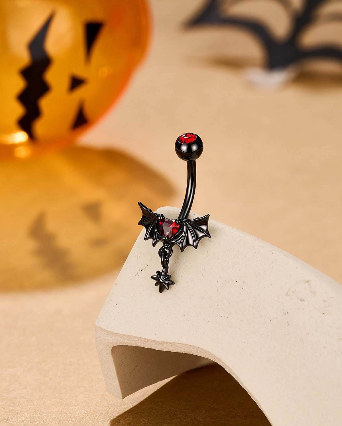 oufer black bat wing belly ring 