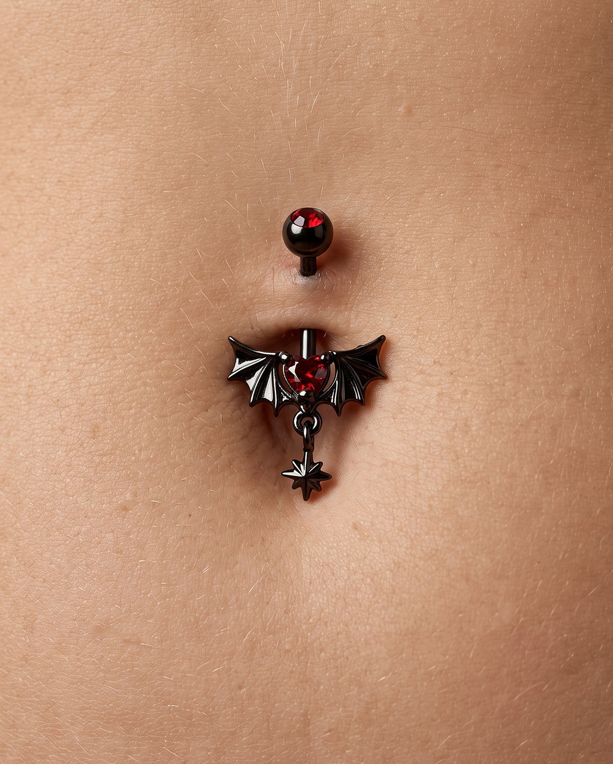 black bat wing belly piercing