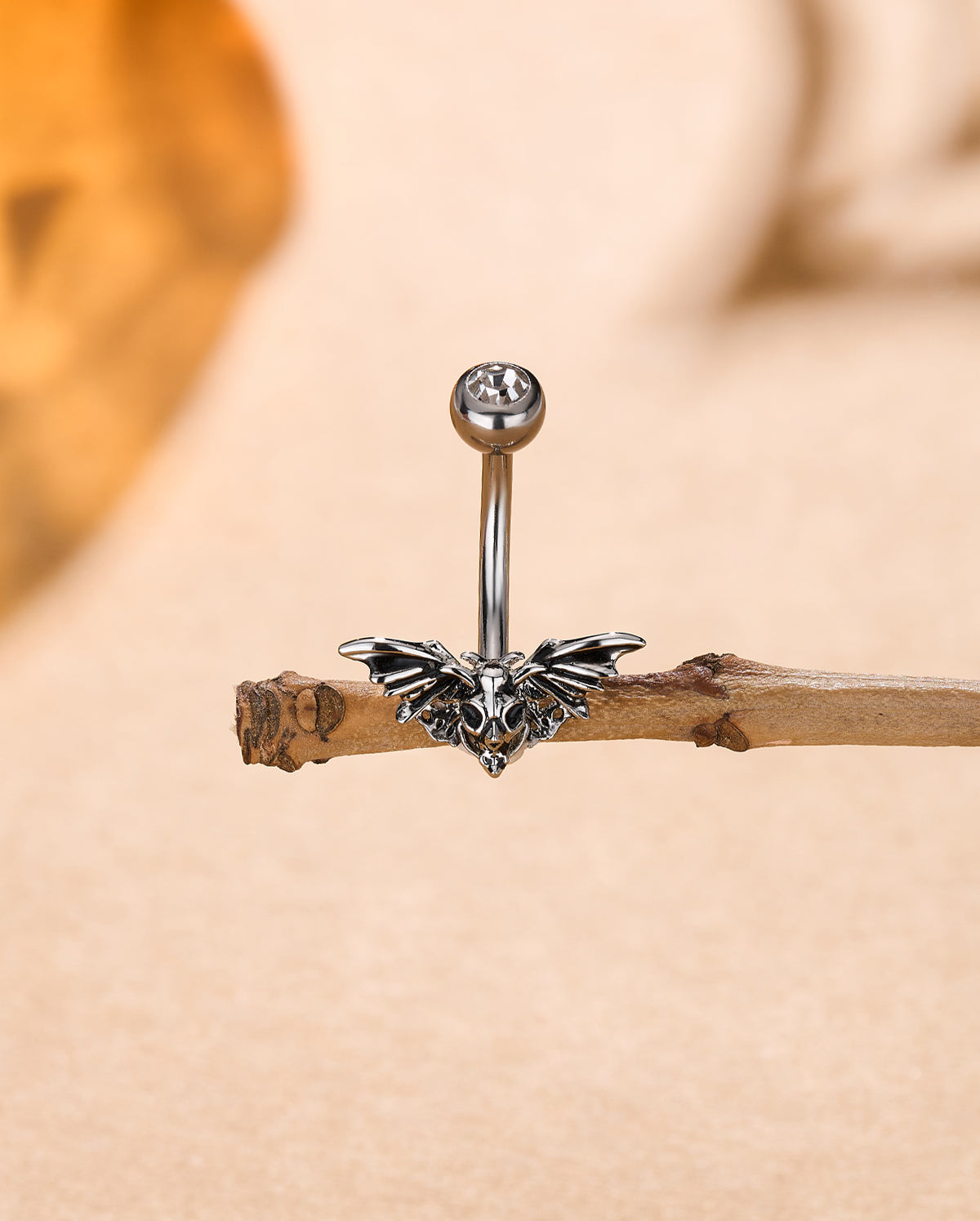 14g halloween Skull Moth Belly Ring