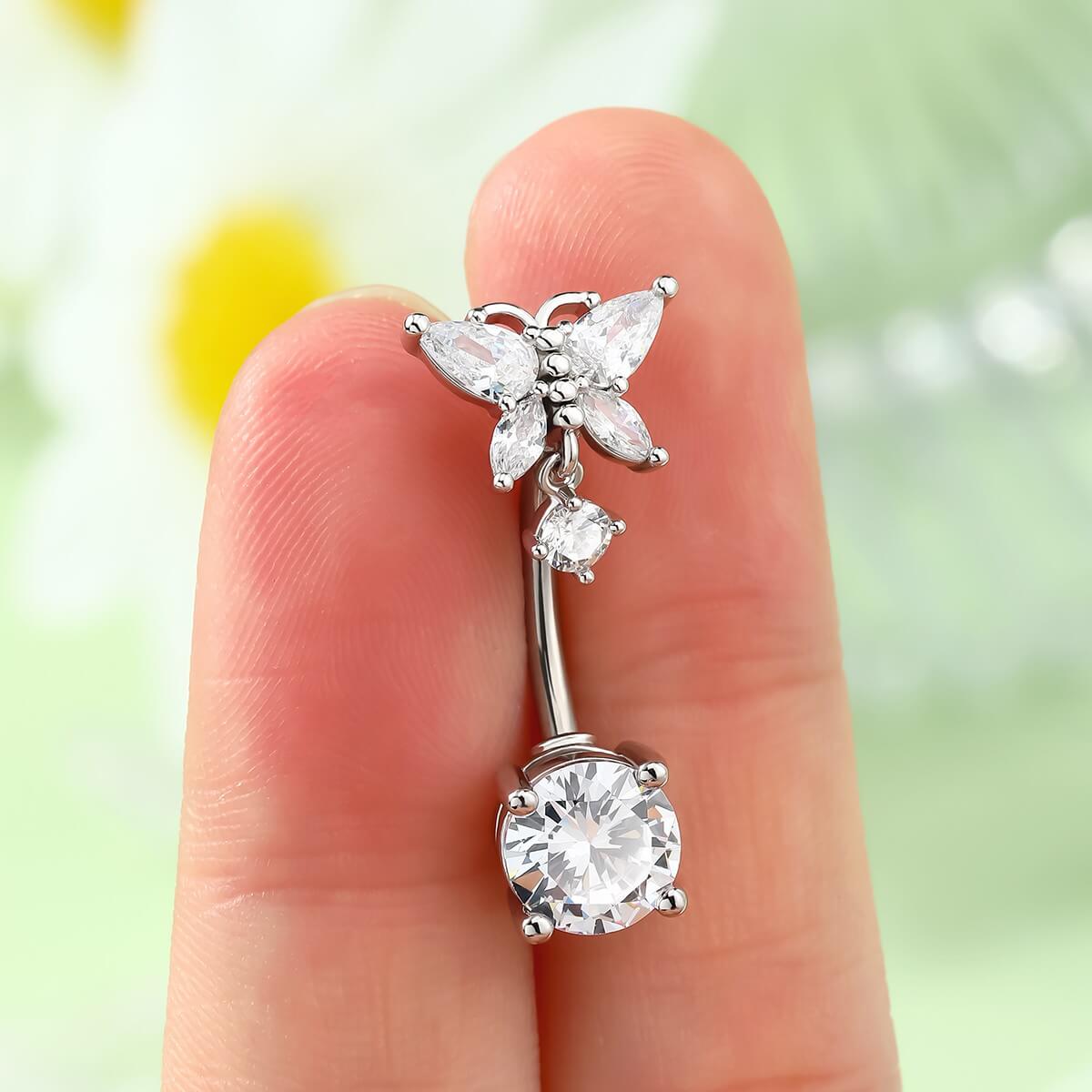 dangle butterfly belly ring