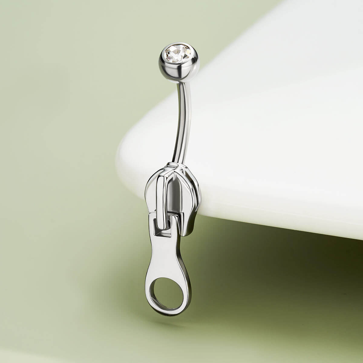 oufer zipper belly button ring