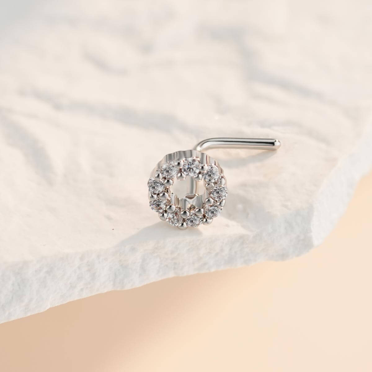 CZ Circle L-Shaped Nose Stud