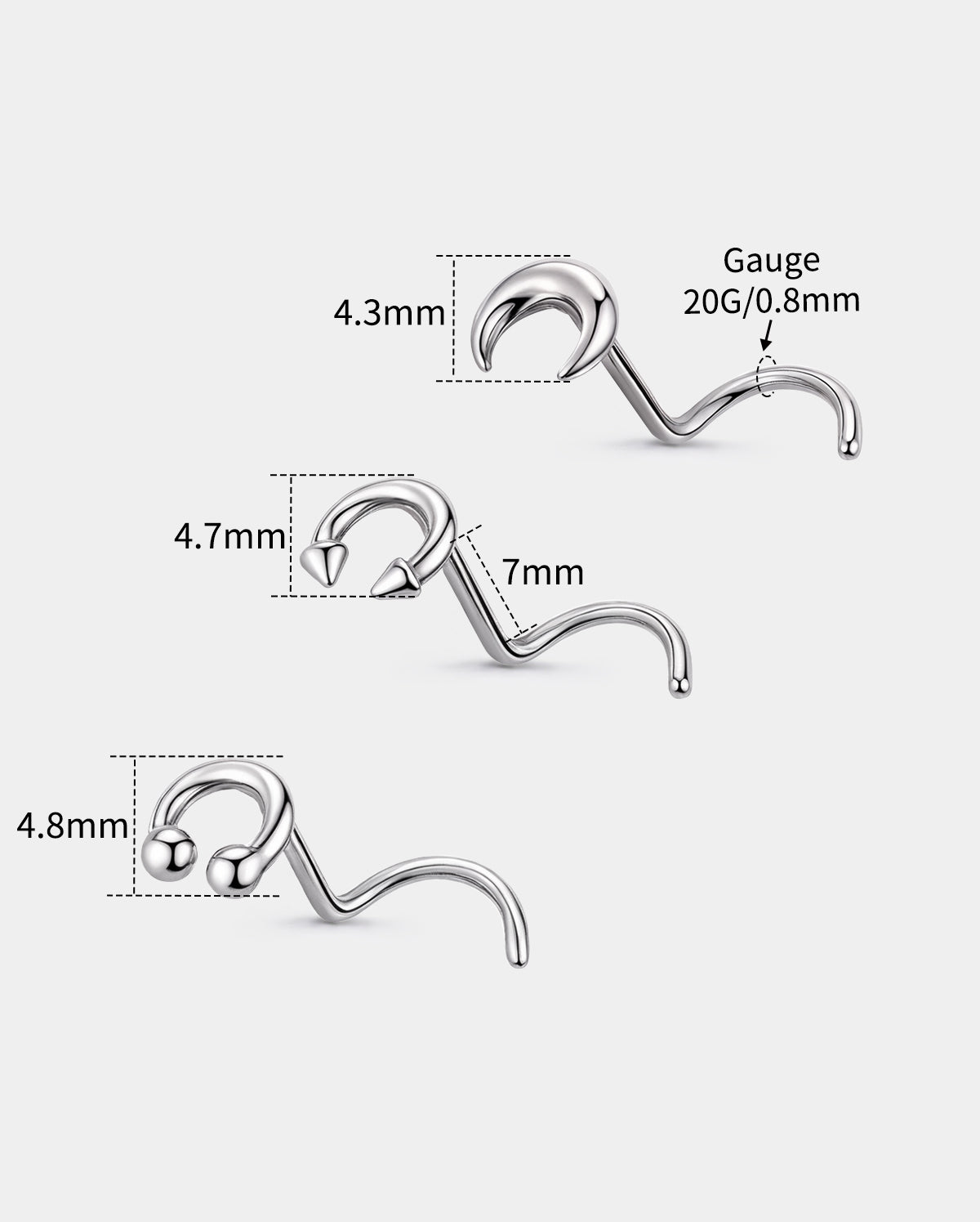 20g titanium nose stud 