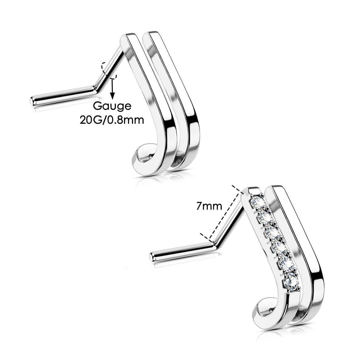 20g Musical Notes L-Shaped Nose Stud