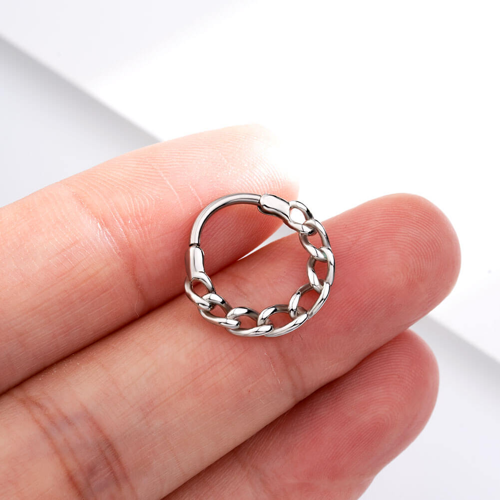 16G Chain Style Hinged Segment Septum Ring