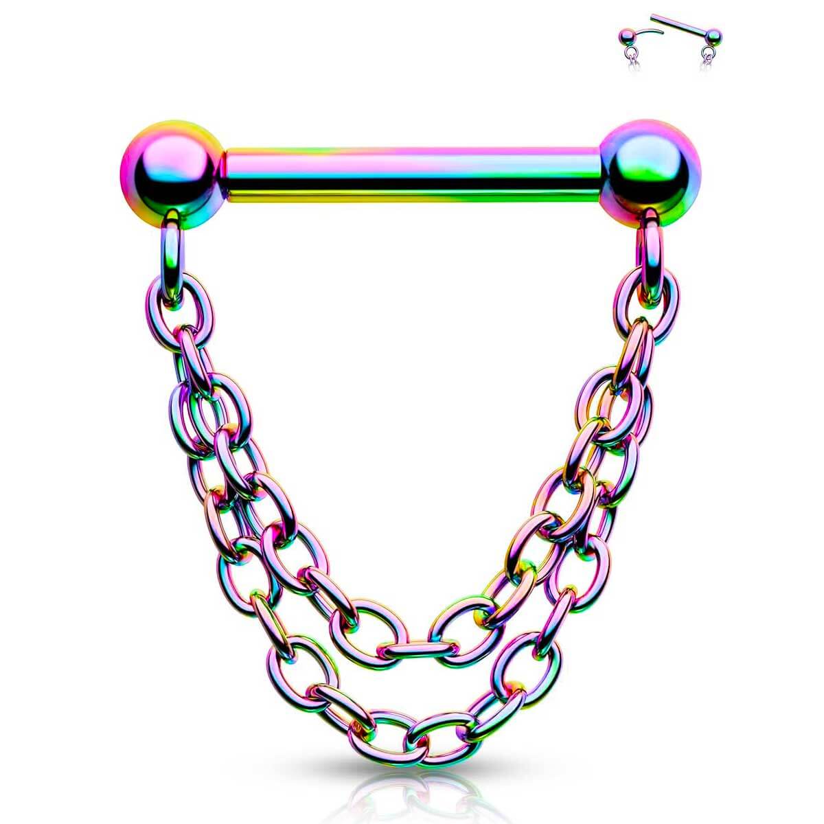 16G Threadless Chain Style Septum Nose Ring Push Pin