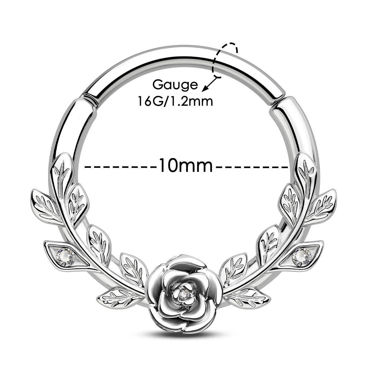 16G Dainty Rose Style Septum Ring