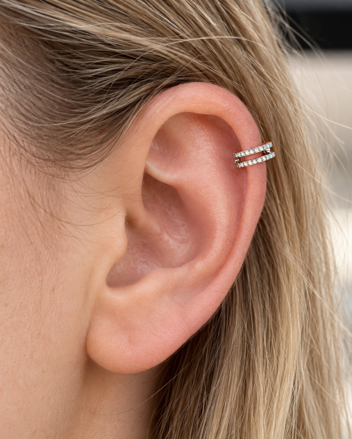 20G Double Row AB CZ Segment Nose Hoop