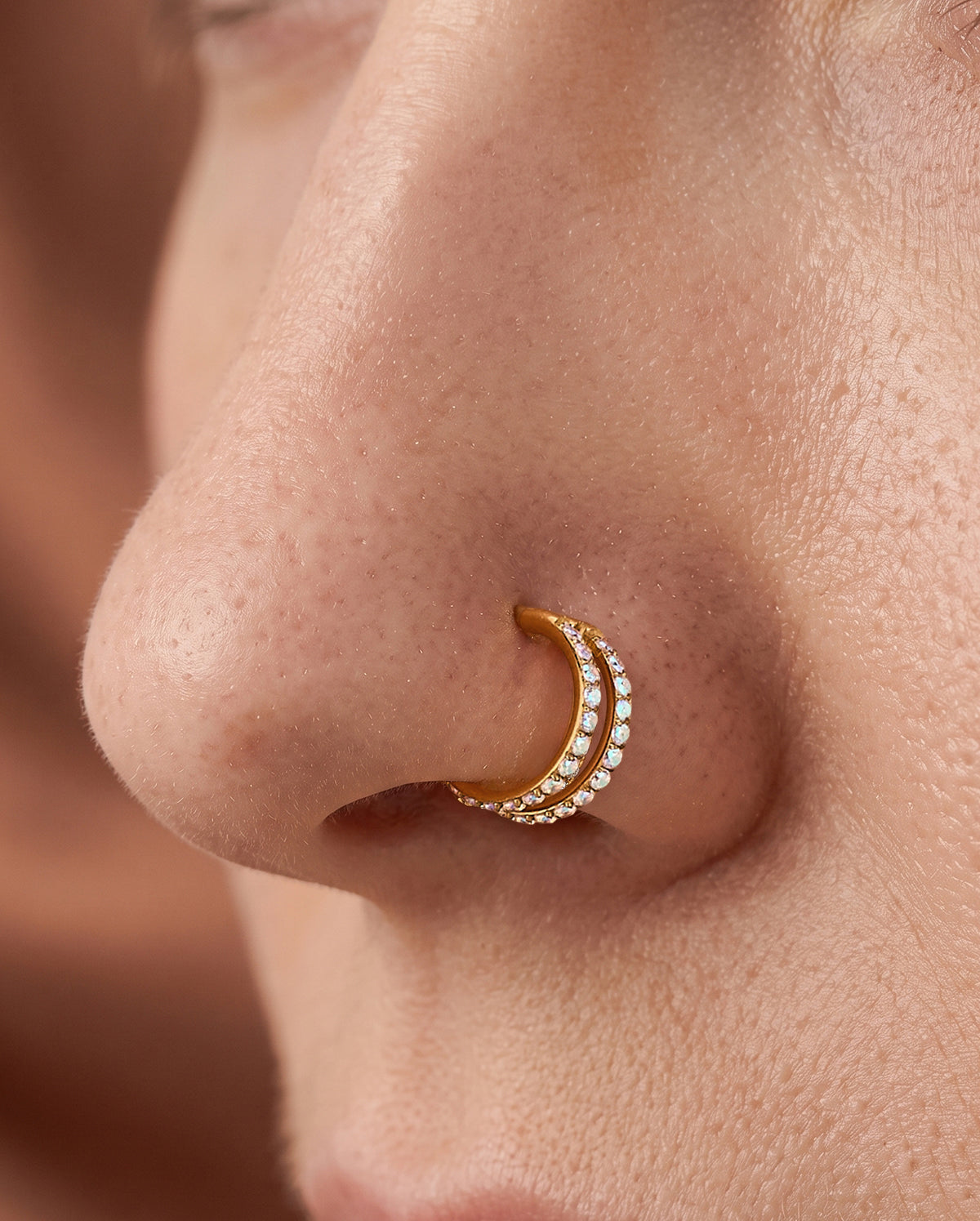 20G Double Row AB CZ Segment Nose Hoop