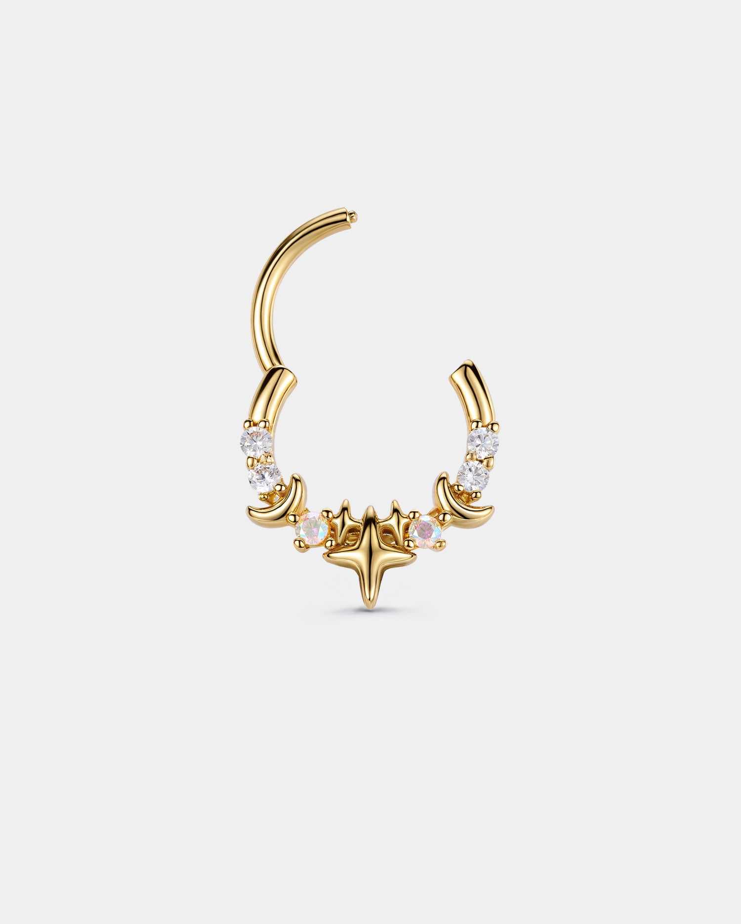 Celestial Star & Moon CZ Segment Septum Ring