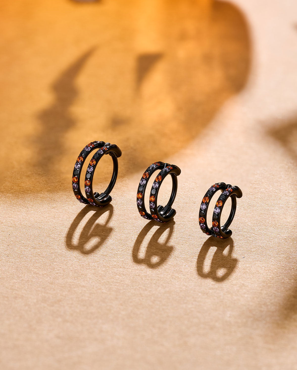 Halloween Double Row CZ Nostril Hoop