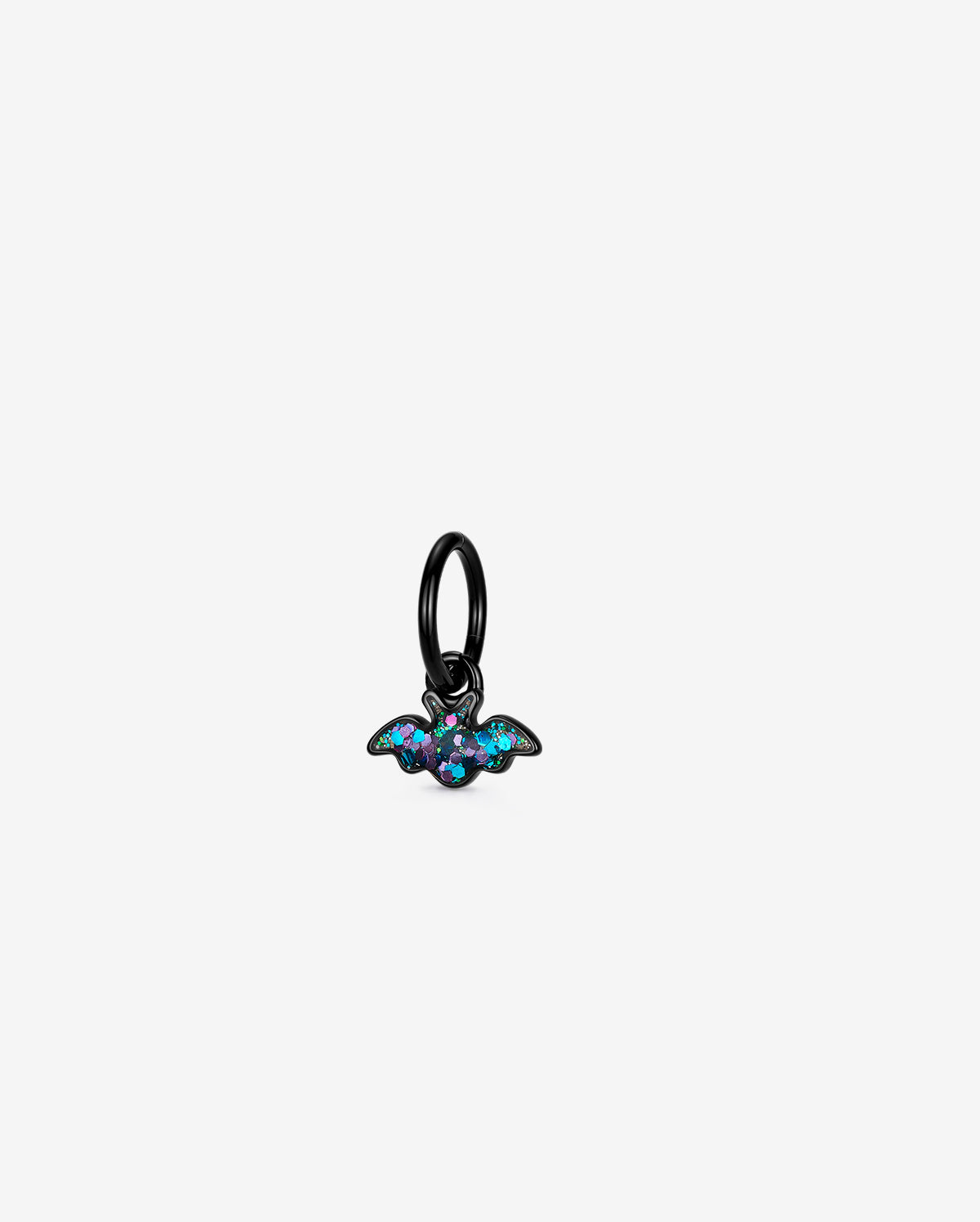 Black Glitter Bat Dangle Rook Earring