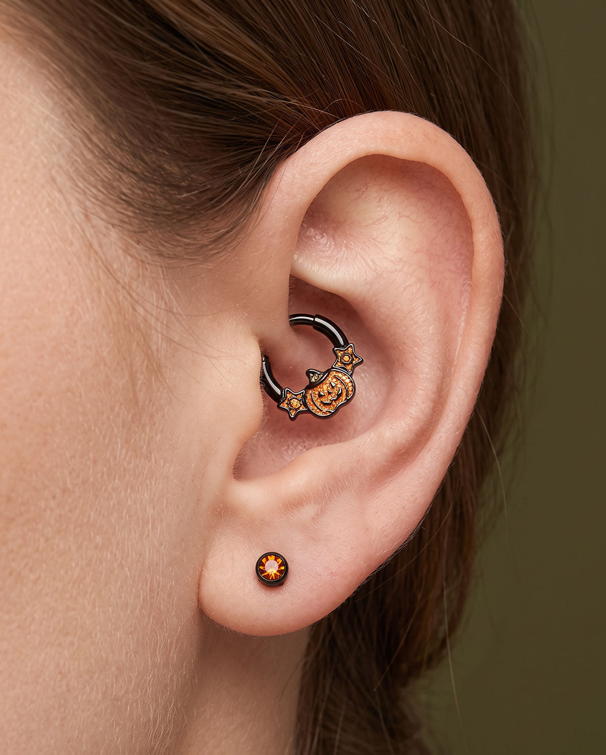 Pumpkin Glitter Star Septum Ring