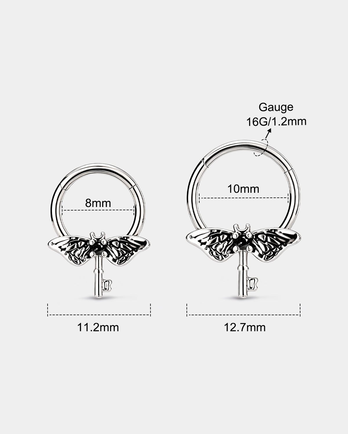 16g Moth Key septum ring 