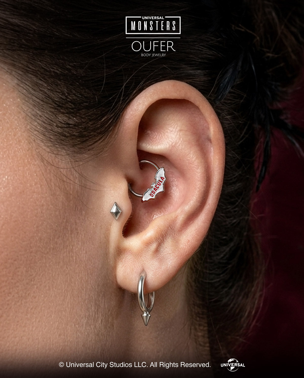 DRACULA Sliver Bat daith Ring