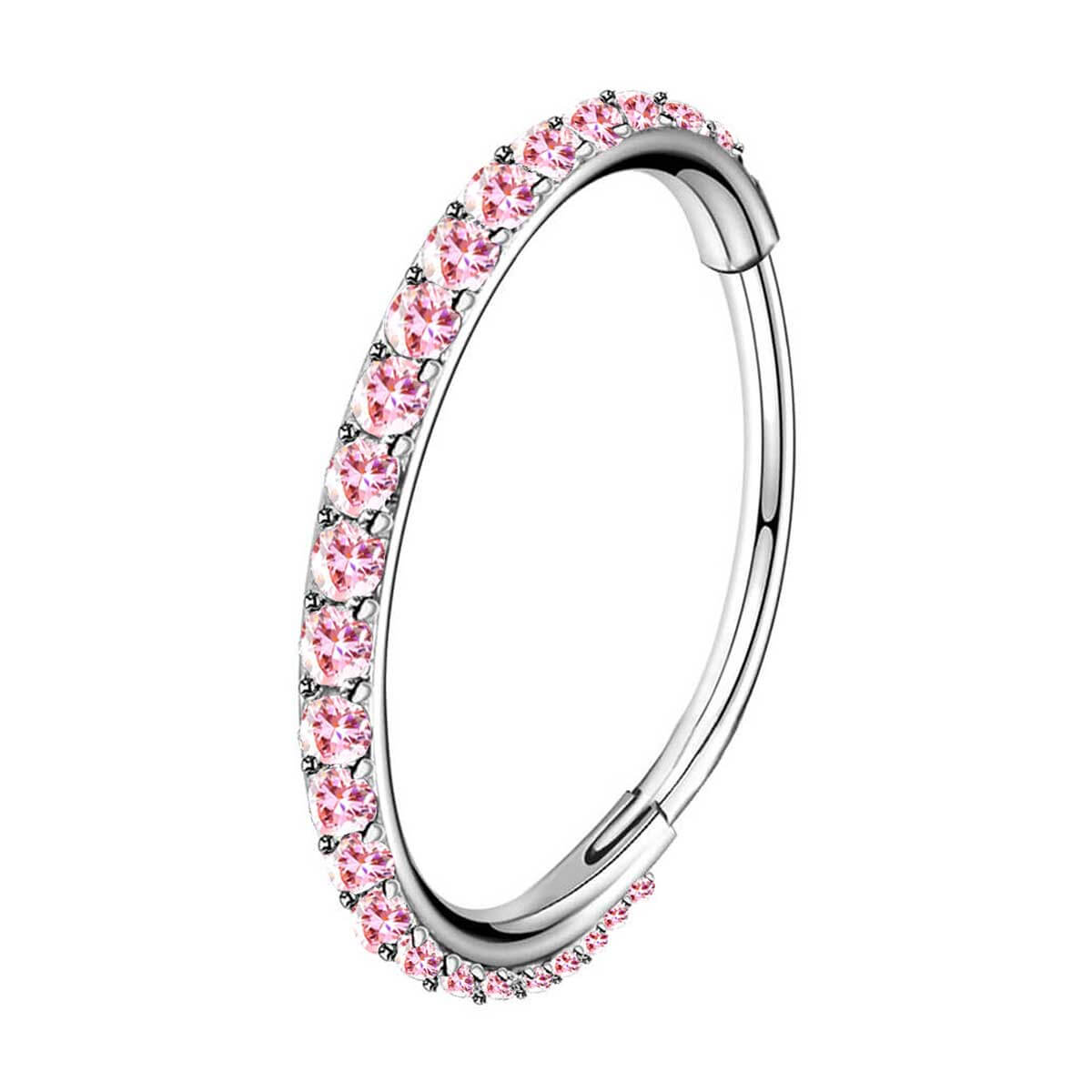 20G Nose Ring Hinged Segment CZ Hoop Ring