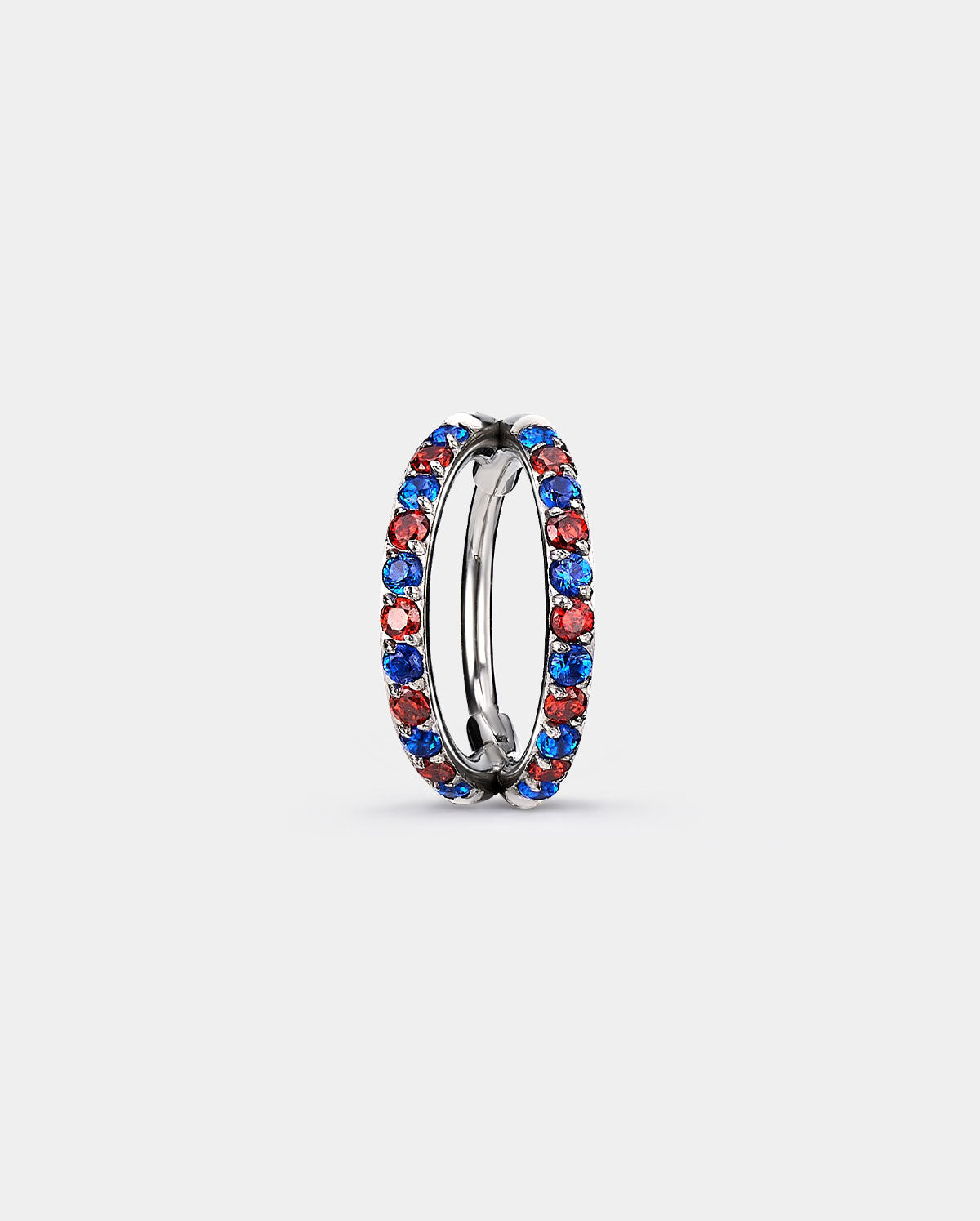 Independence Day-- CZ Double Hoop Segment Nose Ring