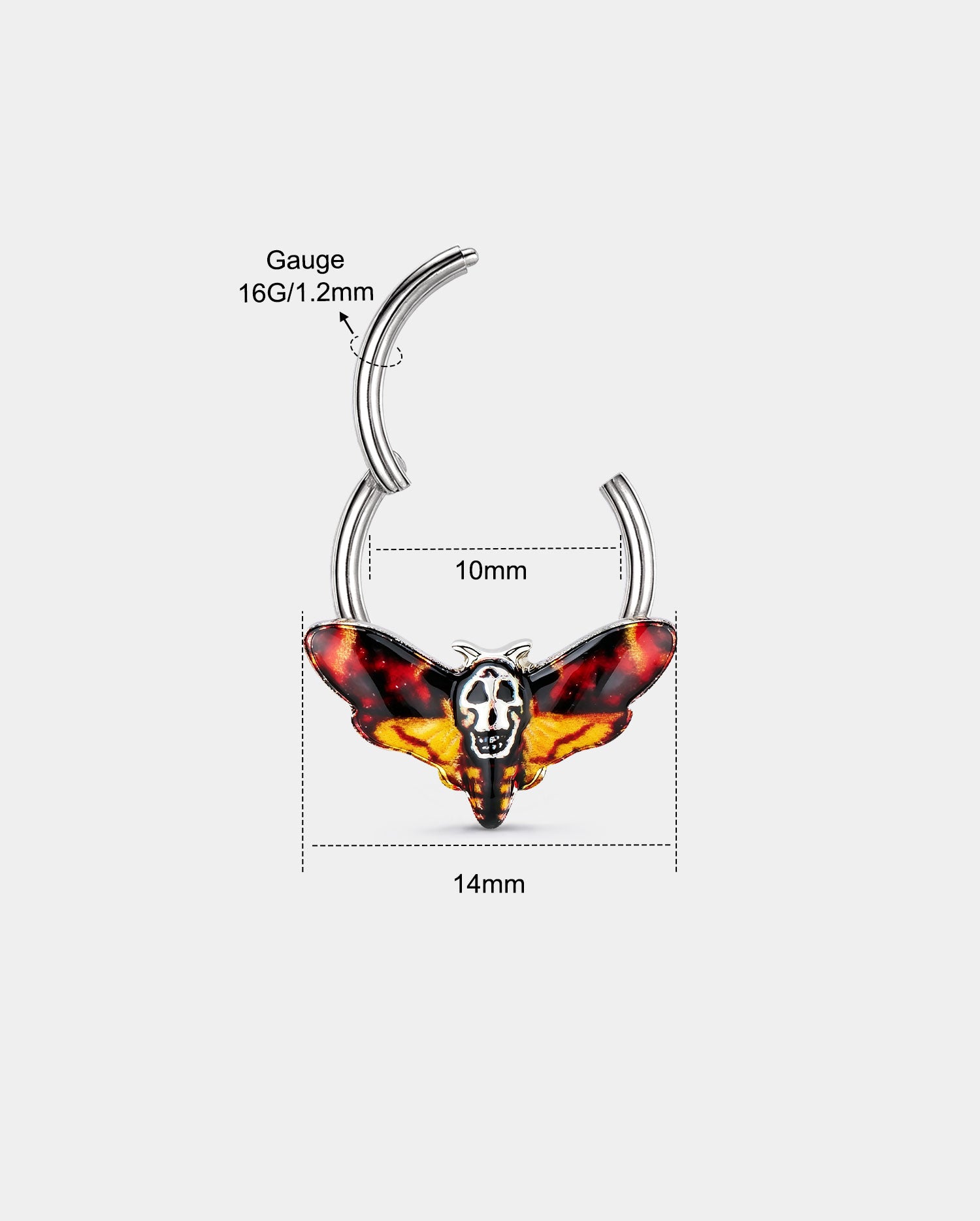 16g Death’s-Head Moth septum ring
