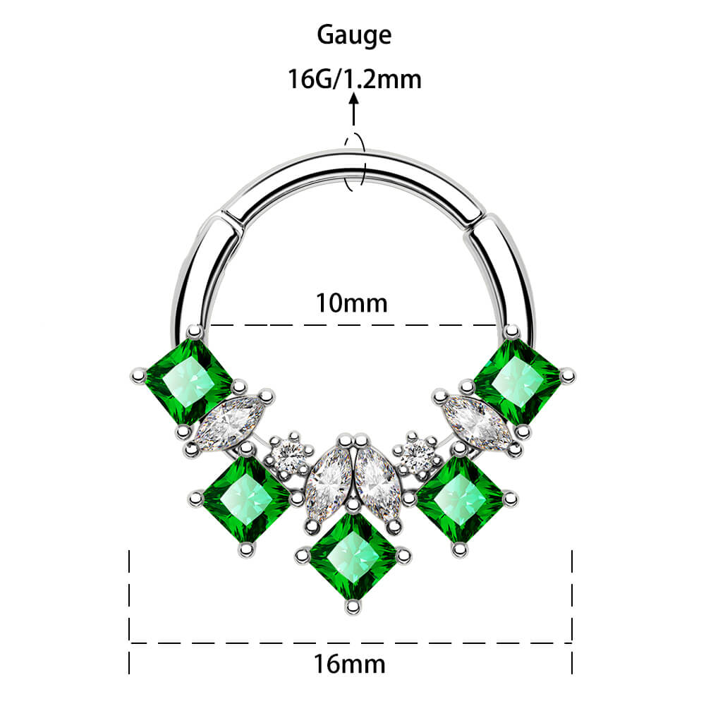 16g gemstone septum ring