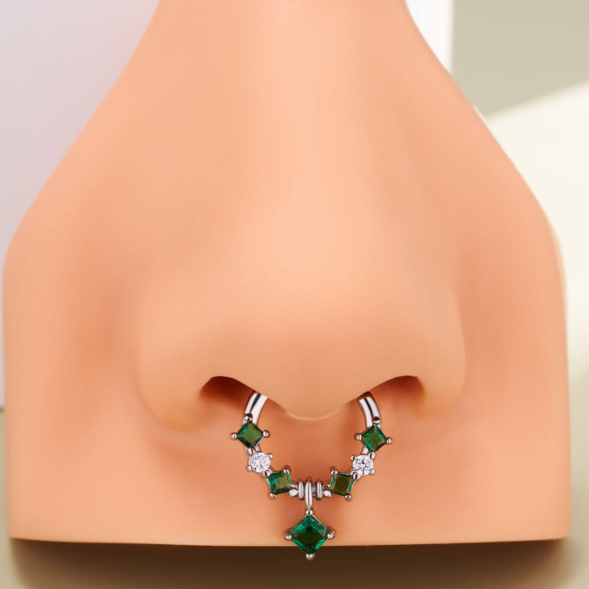 green gemstone septum ring