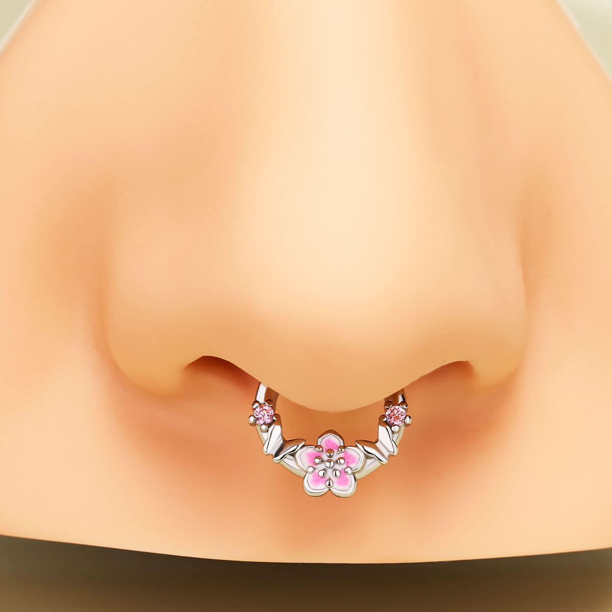 butterfly and sakura septum piercing 