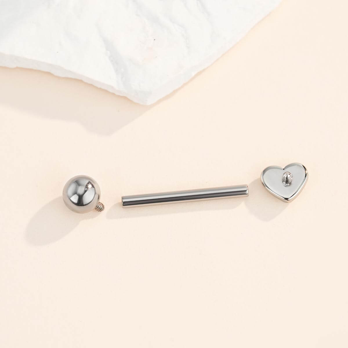Heart Internally Threaded Titanium Tongue Barbell