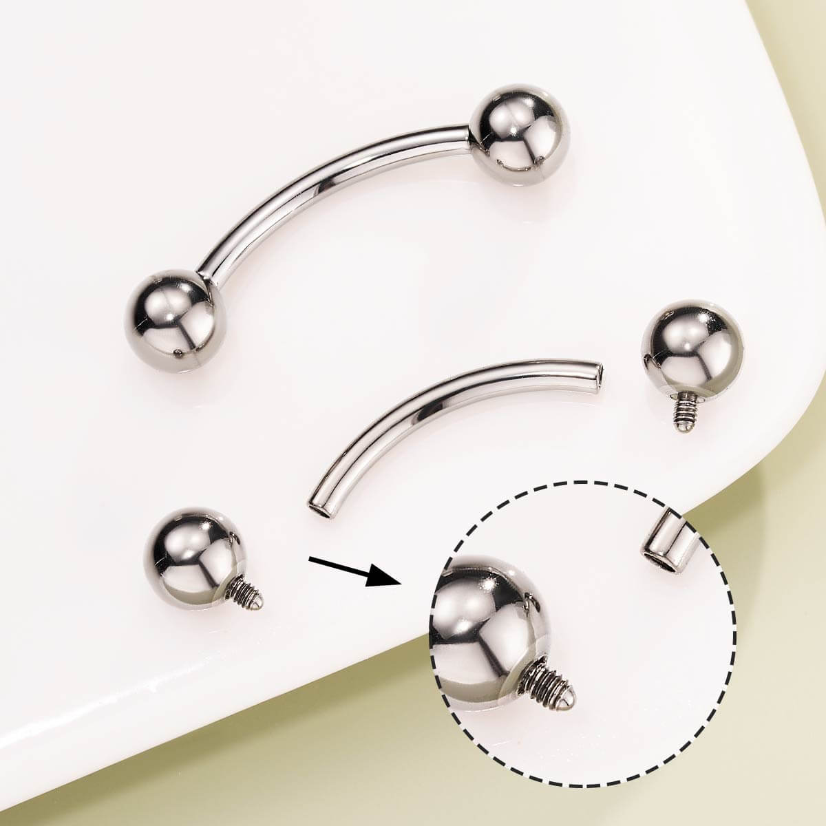 2PCS 14G 6-14mm Titanium Internally Threaded Belly Button Ring